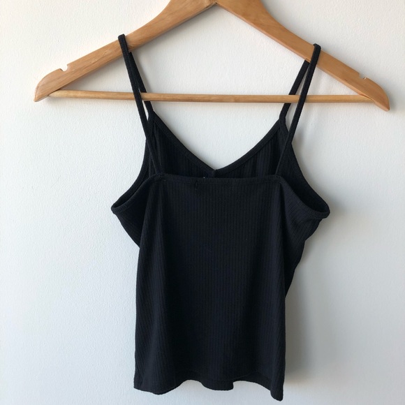 Black V Neck Crop Top - Picture 2 of 3